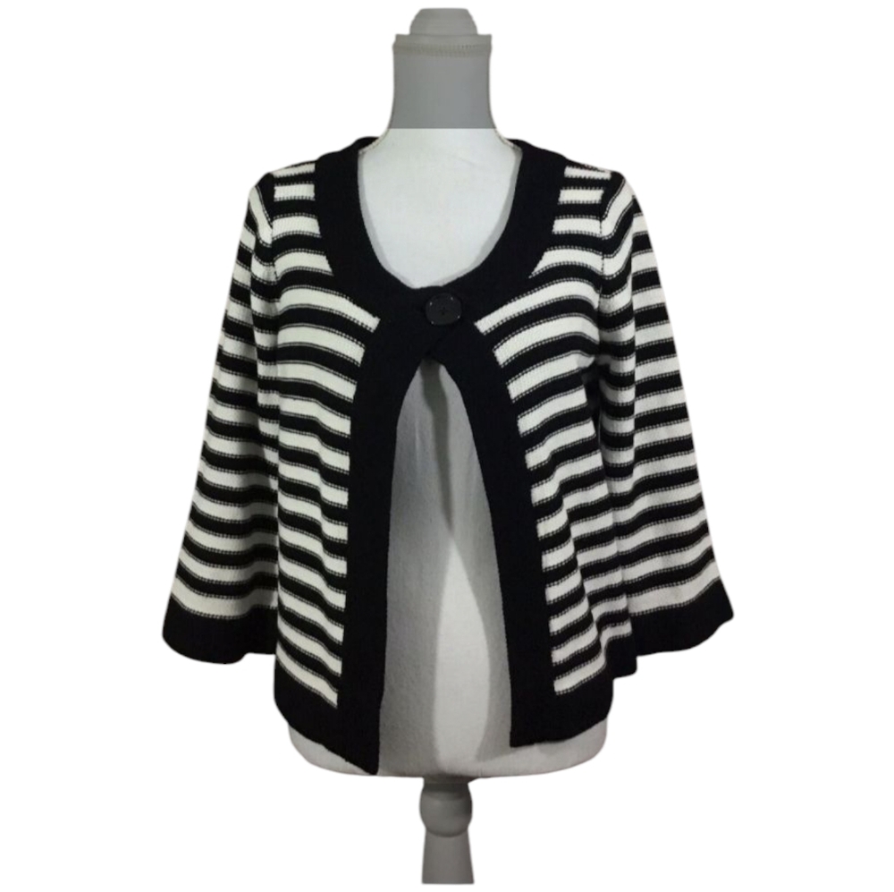 CROFT & BARROW VINTAGE  BLACK AND WHITE  BELL SLEEVE CARDIGAN EUC - Picture 9 of 9